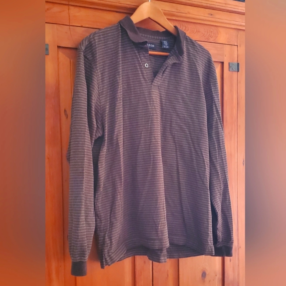 IZOD Long-sleeve Polo T-shirt Size large